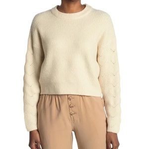 Elodie Pointelle Sleeve Crew Neck Sweater